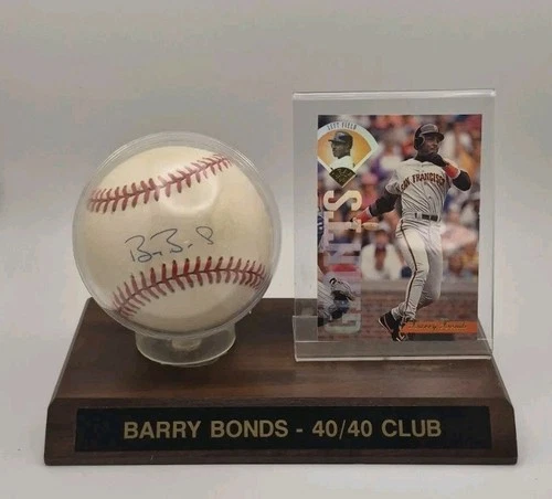 Barry Bonds Autographed Baseball & Card Display Authentic W/ COA