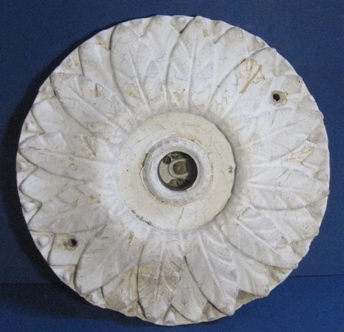 Antique Shabby White 8 1/2" Diameter Flush Mount Plaster Ceiling Medallion Light
