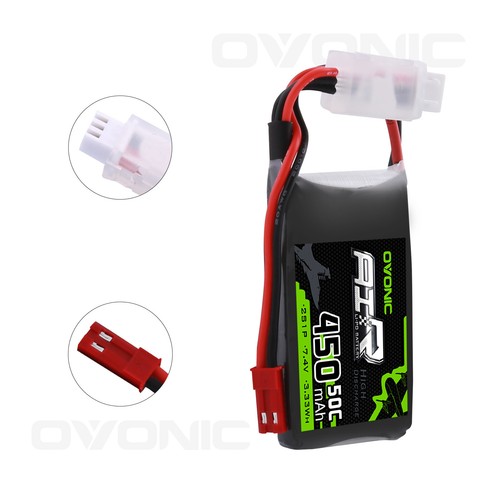 2x Ovonic 7,4 V 50C 2S 450mAh Lipo Akku JST Für rc Flugzeug Heli FPV Drone Autos - Imagen 5 de 9