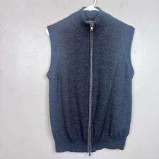 NEIMAN MARCUS MENS Merino Wool Blend Zip Up Vest GRAY Size M