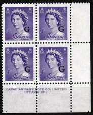 CANADA ~ #O36 ~ L.R.. PLATE BLK - #1 ~ MNH