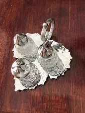 Art Deco, Celtic Quality Plate Made in England, 3 Piece Condiment Set, Leaf Tray