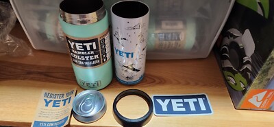 YETI Rambler 12 oz Colster SLIM Insulator Green + Sticker Celsius