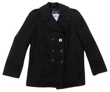Vintage 90s Naval Dscp Quarterdeck 100% Wool Black Womens Heavy Peacoat Jacket