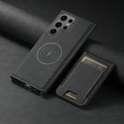 Magnetic Case For Samsung Galaxy S25 Ultra S24+ S23 with Detachable Card Wallet