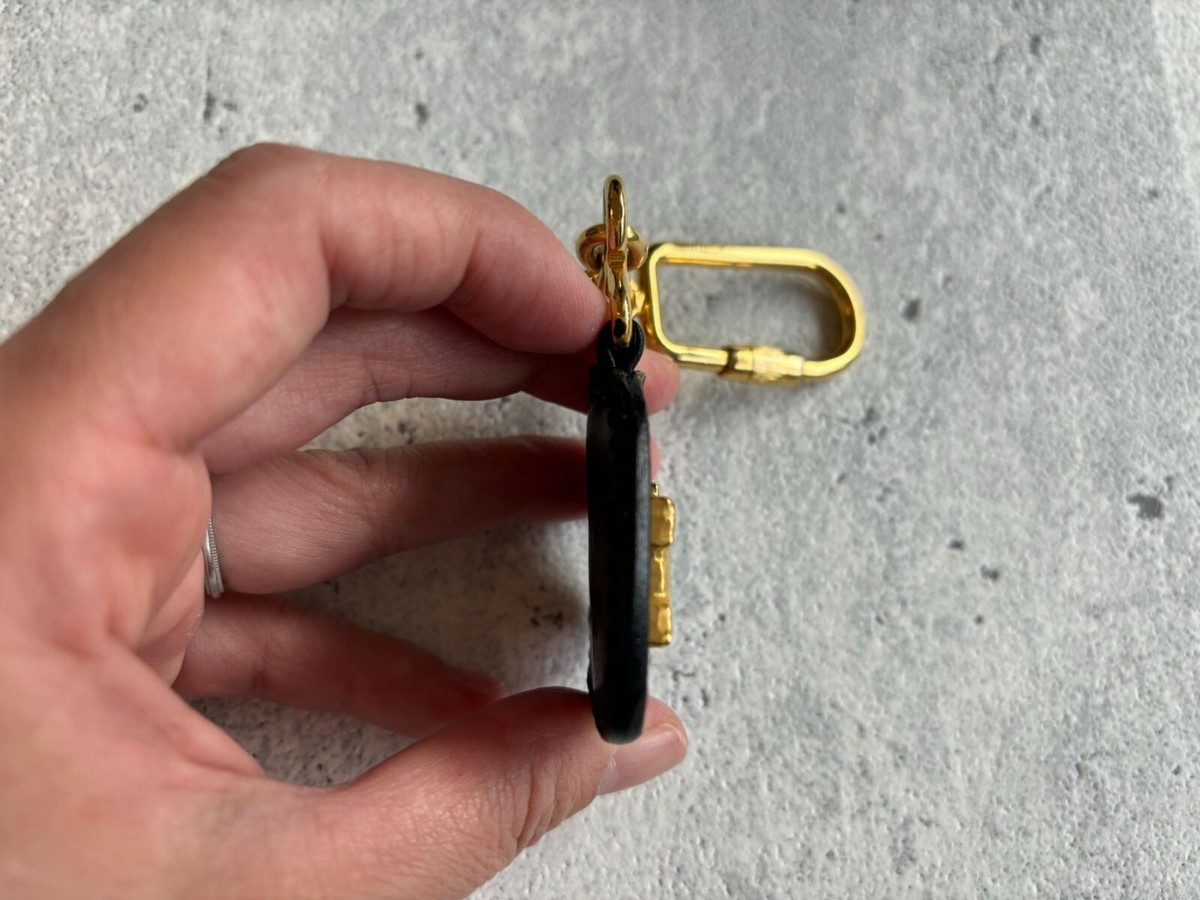 CELINE Horse Carriage Gold Tone Leather Key Ring Holder Bag Charm