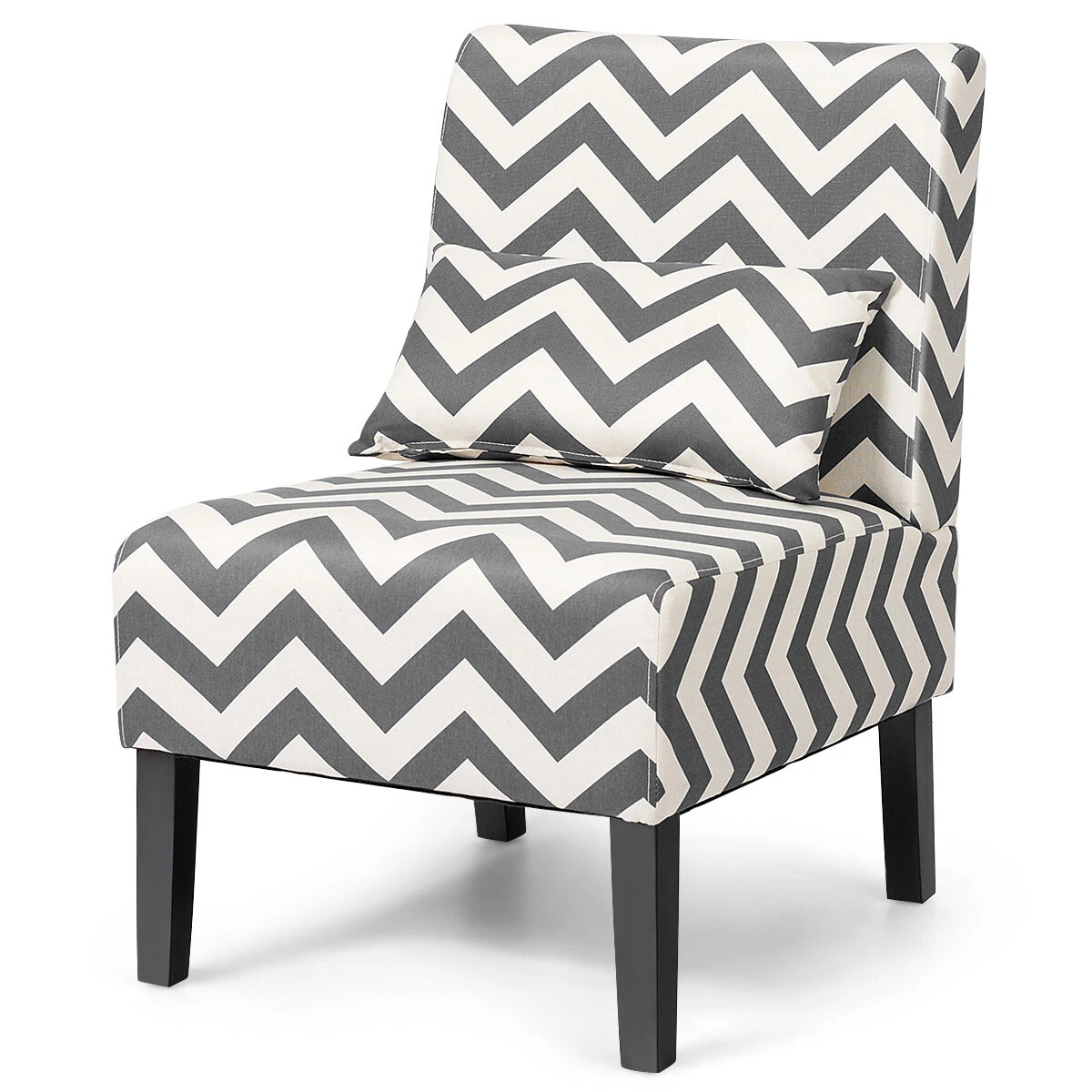 Upholstered Accent Chair Armless Side Chair w Pillow and Rubber Wood Legs