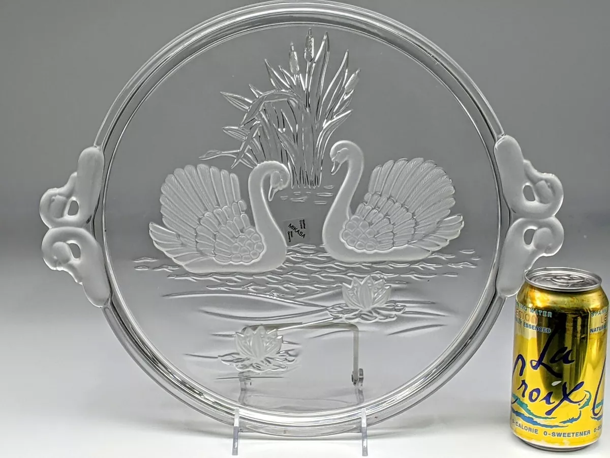Mikasa Walther Crystal Swan Glass Cake Stand Pedestal Cake Plate