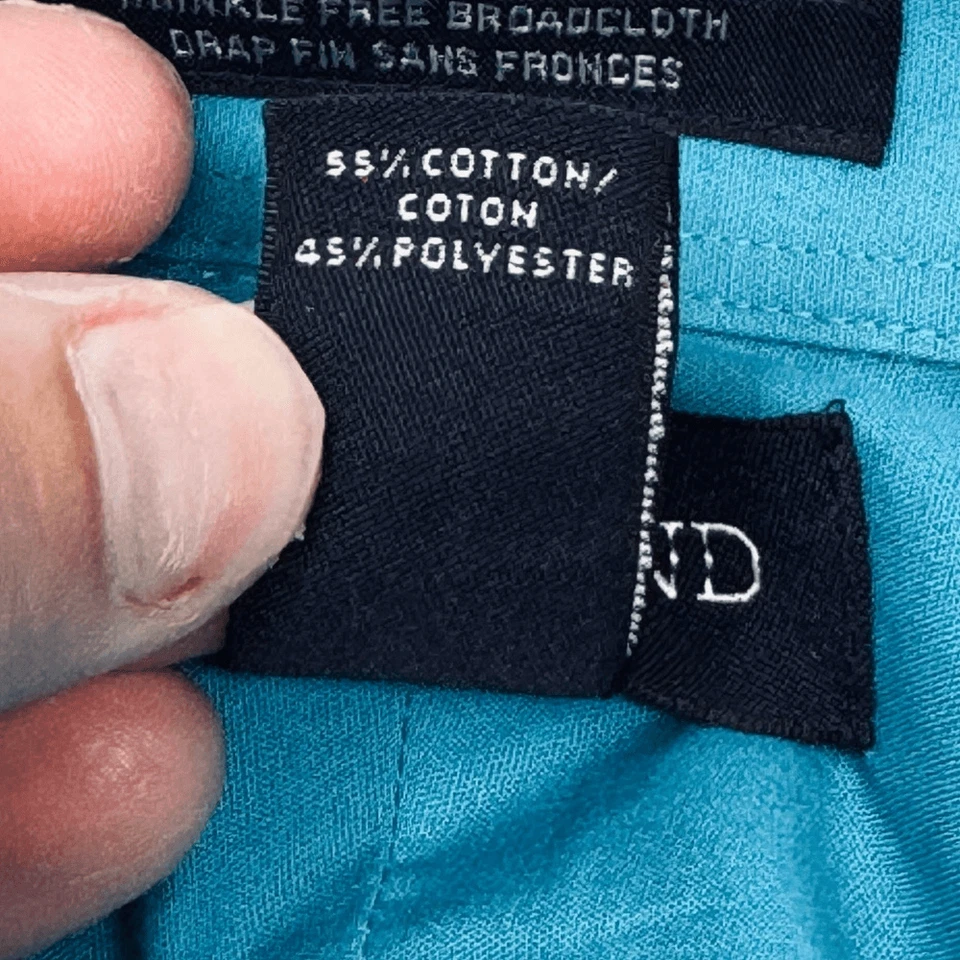 Land’s End. Camisa de tela ancha azul cielo sin arrugas para hombre. Talla 18x35. Foto 4 de 4