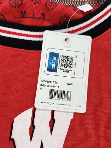 Womens Pressbox Red Wisconsin Badgers Shirt Crop Top Sweatshirt SZ Medium - Picture 4 of 13
