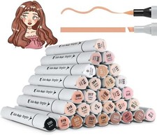 Skin Tone Markers,30 Flesh Colors Alcohol Based Art Markers Pens Set Dual Tips B