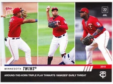 Luis Arraez Schoop Sano Twins Triple Play vs Yankees 7/22/19 2019 Topps NOW 554