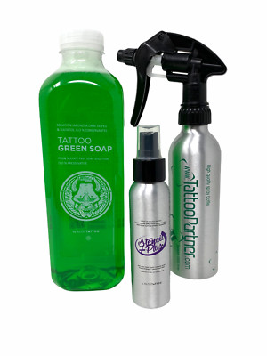 ALOE TATTOO Set: Grüne Seife+Abzugsflüssigkeit+Sprayflasche -INKgrafiX  vegan DE