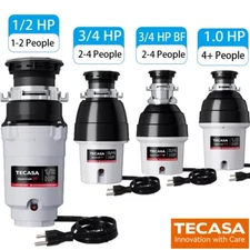 TECASA Garbage Disposal Food Waste Disposer Kitchen Sink Power Corded- 4 Options