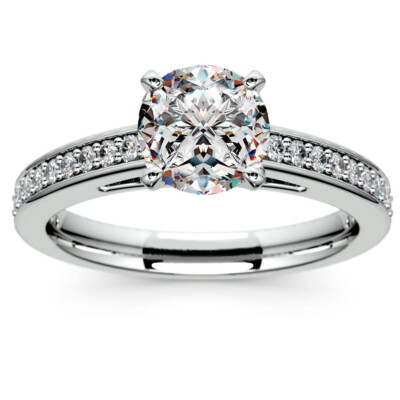 1.0ct Round Cut Simulate Diamond Solitaire Engagement Ring 14k White Gold Finish