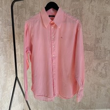 Burberry London Vintage Men's Shirt Size 42 Pink Striped Long Sleeve Made in UK