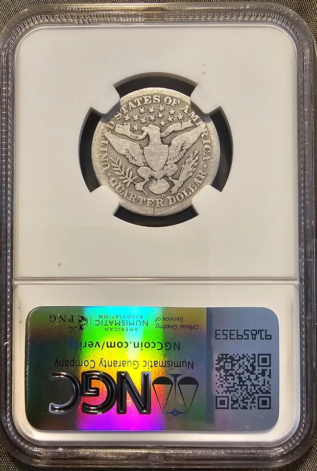1907-O  25C BARBER SILVER QUARTER NEW ORLEANS MINT NGC G4  #8377551-006 - Image 2 of 2