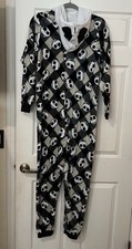Disney Jack Skellington Hooded Fleece One Piece Pajamas Large Black