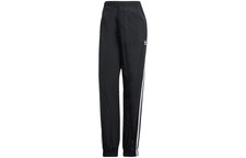 adidas Originals Three Stripe Logo Print Elastic Waist Cuffed Casual Pants