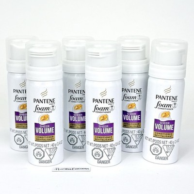 6x Pantene Pro-V Sheer Volume Shower Foam Conditioner 1.4oz Travel Size Lot New