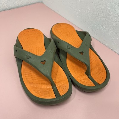 Crocs X Disney Athens Mickey Sandals Comfort Thong Flip Flop Green Orange M9 W11