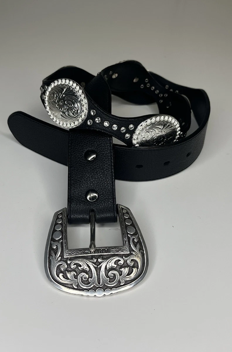 ARIAT Womens Concho Belt Black Leather Rhinestone sz 34 Western Rodeo‎ Silver Ariat Women main image 4