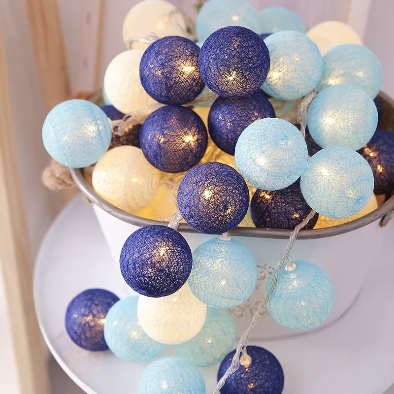 Guirnaldas de bolas de algodón 3M 20 LEDS cadena de luces de hadas decoración de Navidad navegación al aire libre Foto 3 de 4