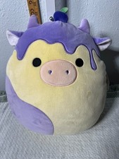 EUC Squishmallows Benito the Blueberry Cheesecake Cow 12" Plush Toy