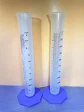 2 pcs NALGENE Plastic Polypropylene 500mL TC/TD Graduated Cylinder Hex 3662-0500