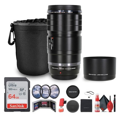 OM SYSTEM M.Zuiko ED 90mm f/3.5 Macro IS PRO Lens Bundle