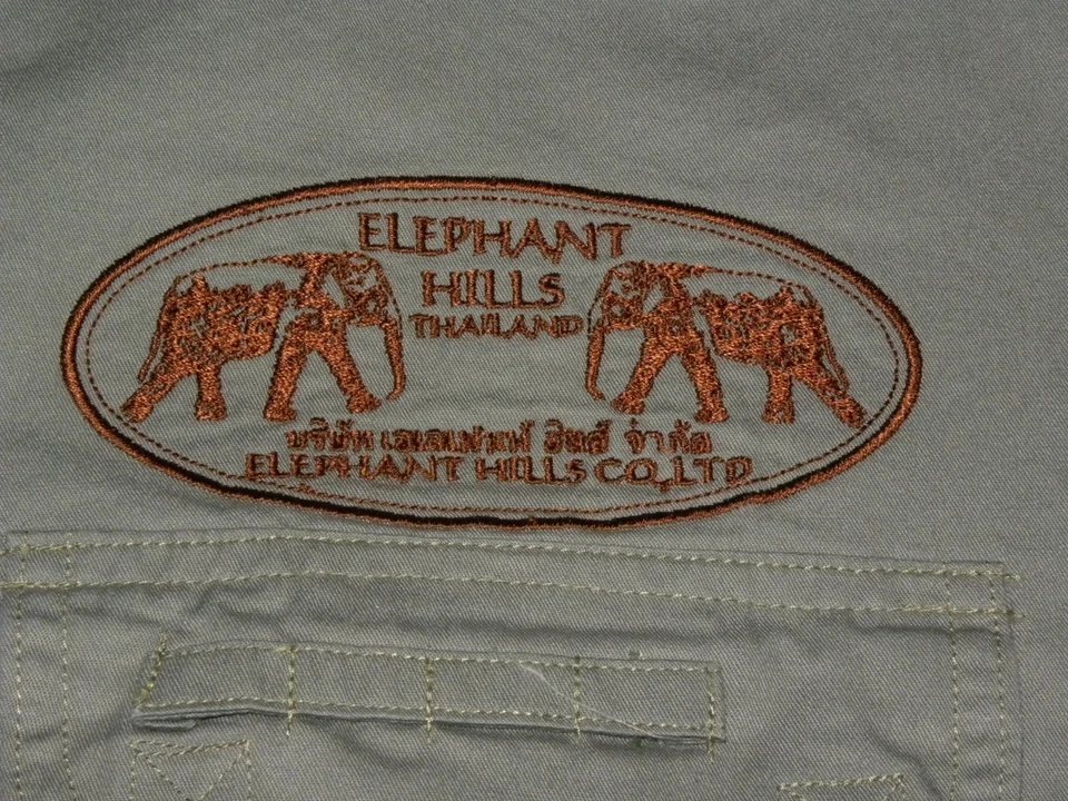Elephant Hills Thailand Safari Shirt SS Cotton Camp Patch M USMC Button Rare - Image 3 of 4