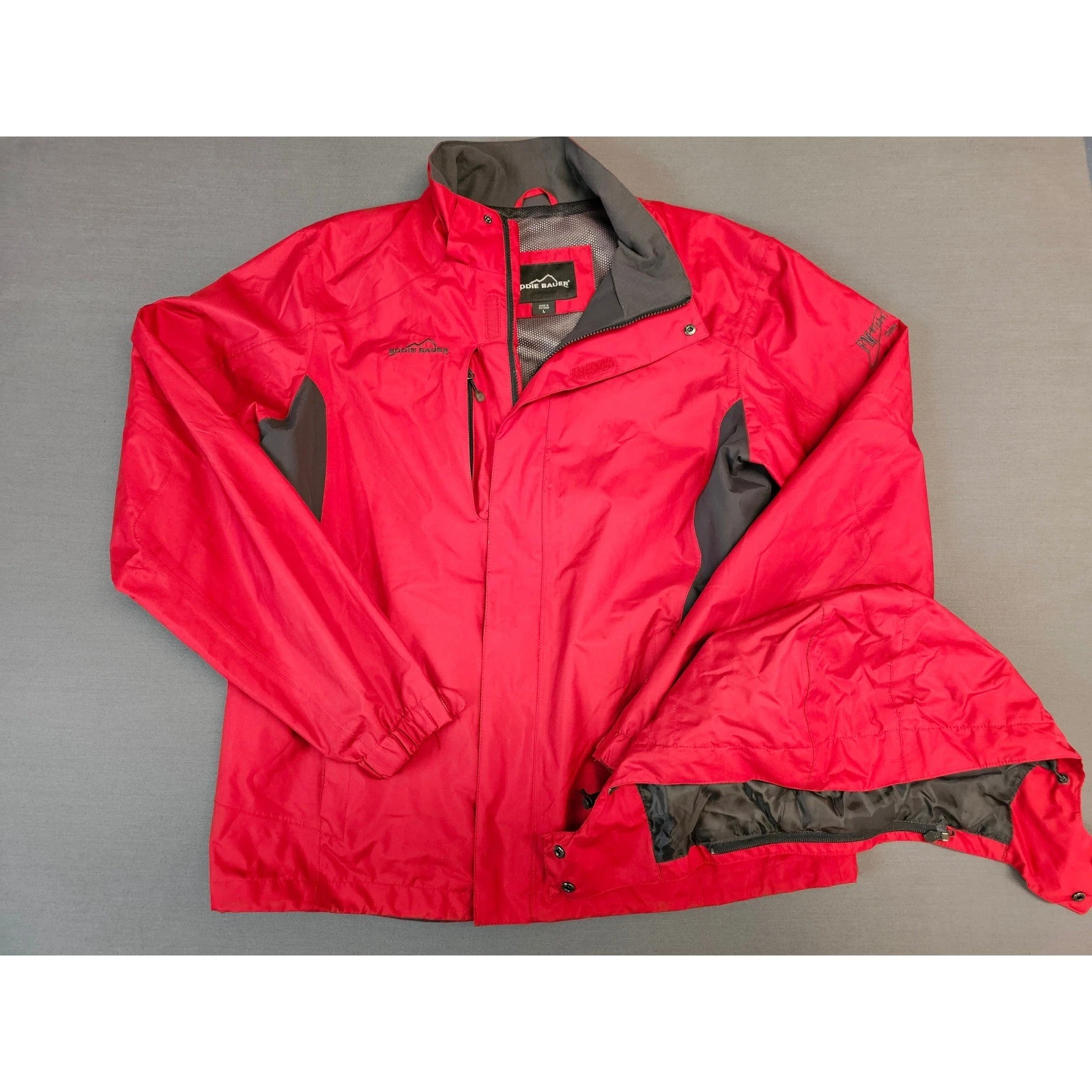 Eddie Bauer WeatherEdge Red Waterproof Breathable Hooded Jacket Mens Large