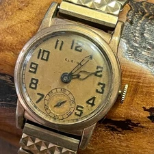 Vintage ELGIN Men's Wrist WATCH WWII WWI Era Military Style 14K GF