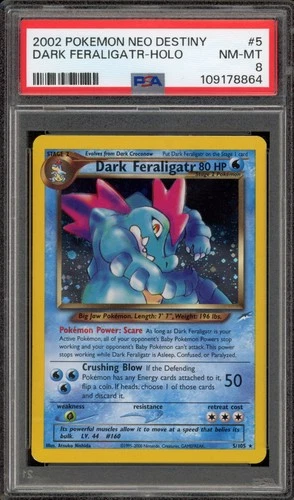Pokemon Dark Feraligatr Neo Destiny Unlimited Holo Rare #5 PSA 8
