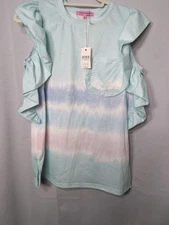 SIMPLY SOUTHERN Women's Mint Tie-Dye Sleeveless Ruffle Top Medium New (545)