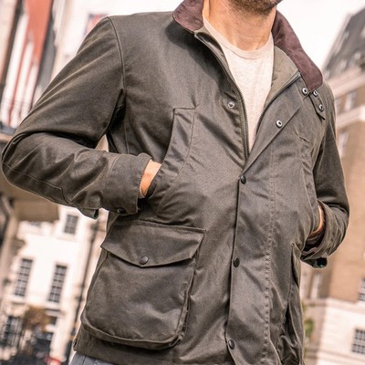 Olive Wax Jacket | Large | Rampley & Co Holbrook | Waxed Cotton Motobike Barbour