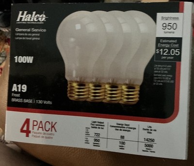 8..Halco 100W Incondescent Frosted Light bulbs