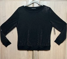 I.N.C International Concepts Casual Glam Black Studded Sweatshirt Women's Size S