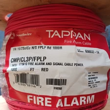 Tappan Fire Alarm & Signal Cable FA 16/2 Sol Cu N/S  Red CMP/CL3P/FPLP   1,000'