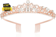 Princess Headband for Women, Princess Crown Quinceanera Headpieces Birthday Deco