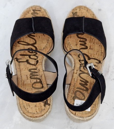 Zapatos de tacón alto Sam Edelman Maura para dama de cuero negro con tiras y cuña precio de venta sugerido por el fabricante 154 GBP - Imagen 12 de 17