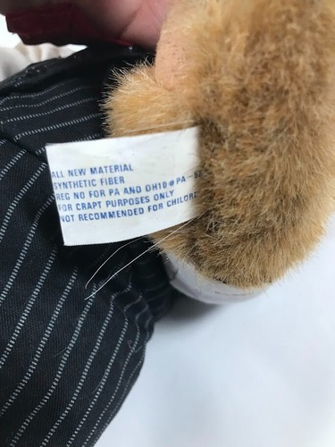 Tender Heart Treasures Teddy Bear W/ Pinstripe Suit Red Tie Black Sock Shoes - Picture 9 of 22