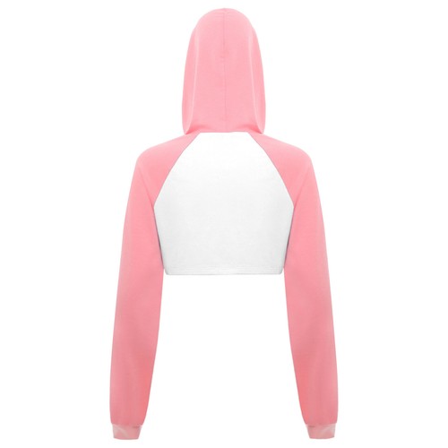 Damen Hoodie Tanz Sweatshirt Kurz Oberteil Casual Pullover Langärmelig Tops Bar - 第 17/35 張圖片