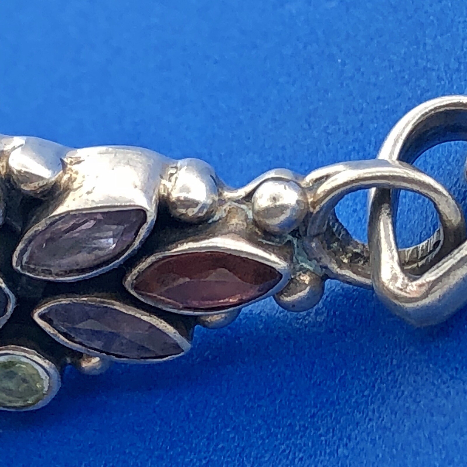 Vintage Designer FAS Italy Sterling Silver 925 Multi Stone Pendant