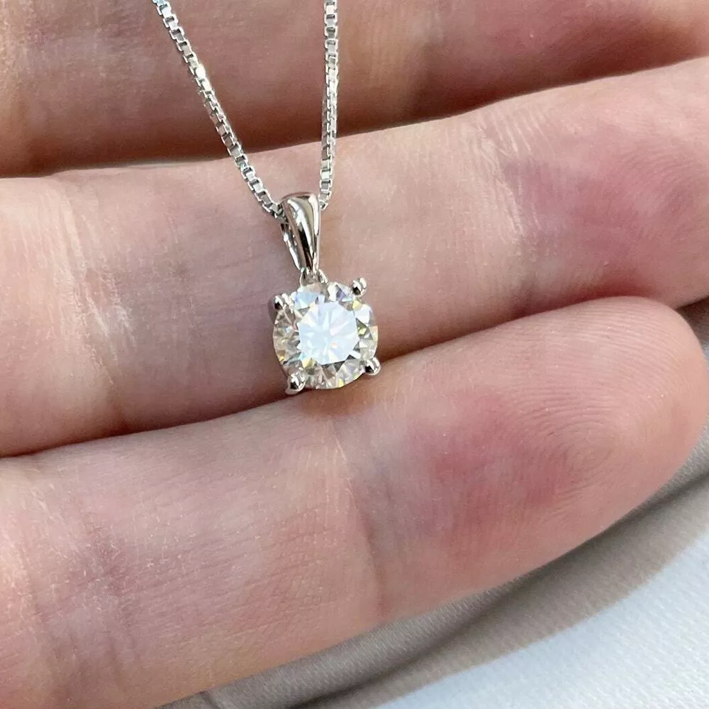 GIA Certified 1ct Diamond Solitaire Pendant Necklace 14k White Gold G VS1  18in - Etsy