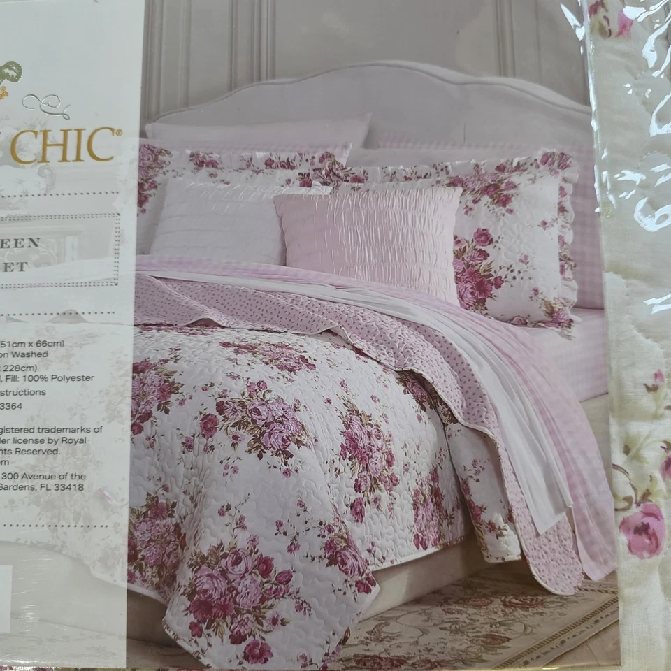 Edredón Shabby Chic Completo/Queen Cottage Rosa y 2 Fundas NUEVO 100% Algodón Reversible Foto 2 de 4