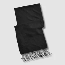 Club Room Men's Black Solid Fringe Trim Neck Warmer Scarf One Size