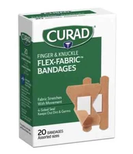 Curad Finger&Knuckle Flex-Fabric Bandages, Assorted Size 20 Ct
