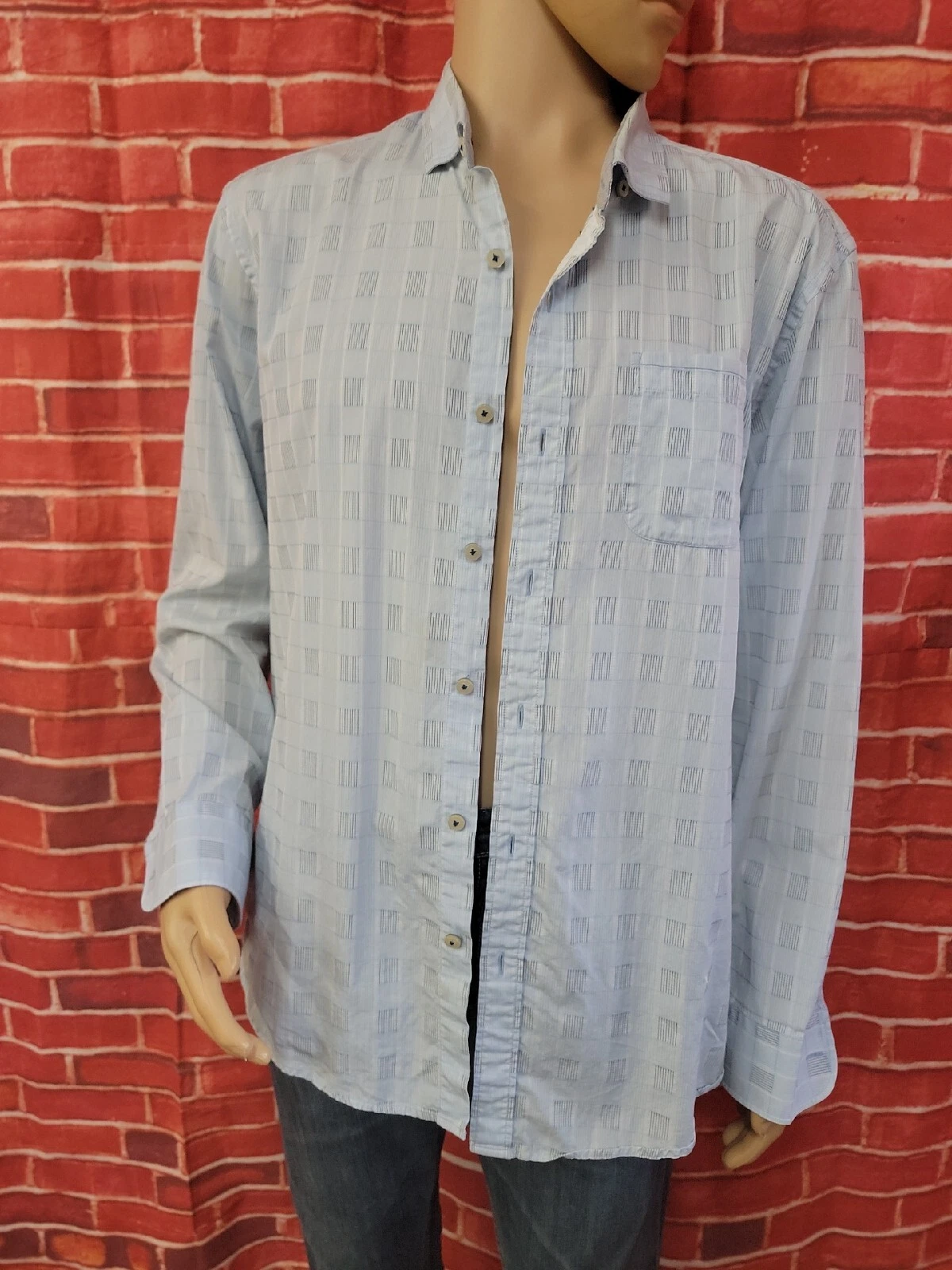 Tommy Bahama Island Modern Fit XL Blue GEO Men's Shirt Buttons Down #WM1
