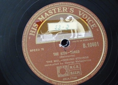 78rpm MELACHRINO STRINGS the kiss , tango / the little red monkey